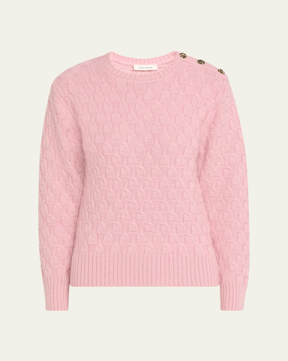 Chord Knit Button-Shoulder Sweater